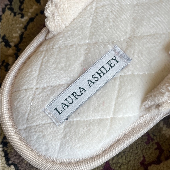 Laura Ashley Textured Plush Cream Memory Foam Slippers - Picture 4 of 11